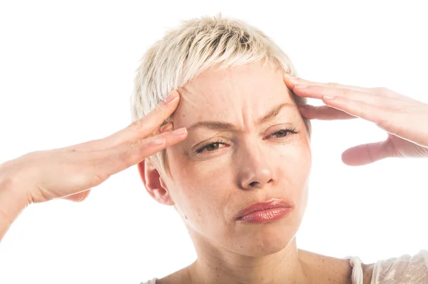 Woman suffering from head ache — Stock Photo, Image