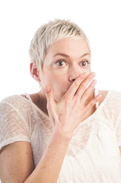 Jonge geschokte vrouw — Stockfoto