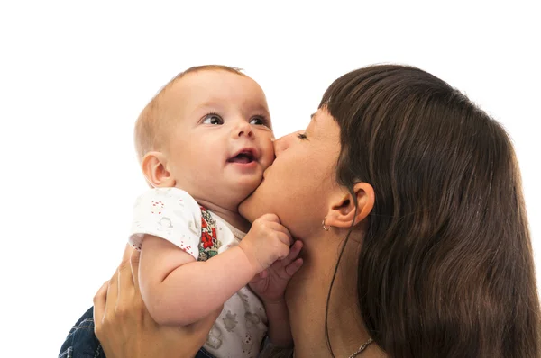 Kız bebek gülüyor ile kadın — Stok fotoğraf