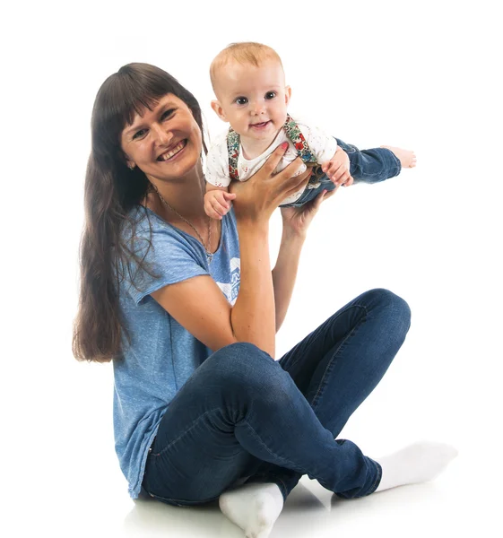 Vrouw spelen met lachen dochter — Stockfoto