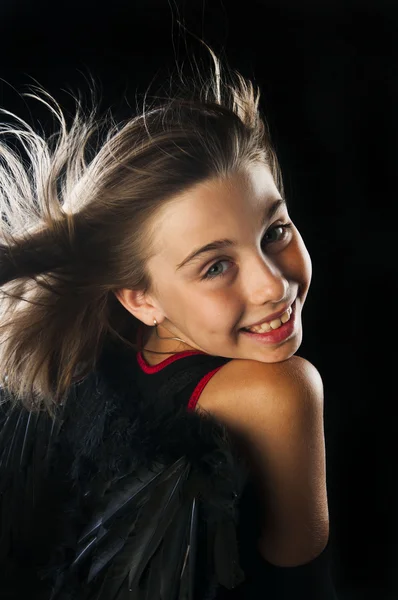 Beautiful girl with flying hair — Stock Photo, Image