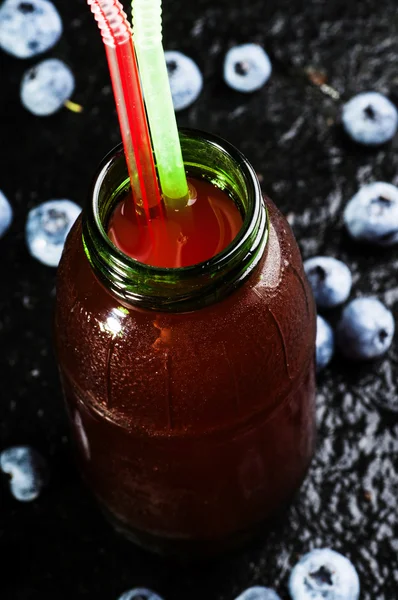 Jar of Blueberry mors — Stock Photo, Image