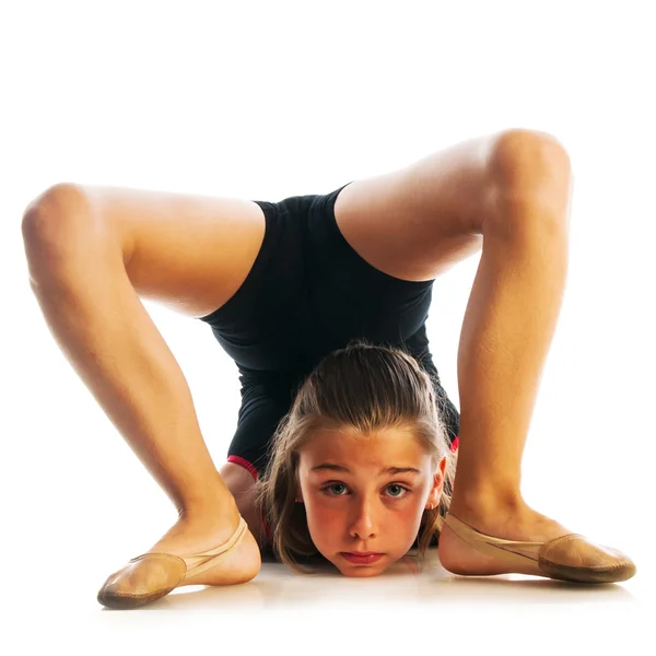 Unhappy  gymnast doing exercise — Stock Photo, Image