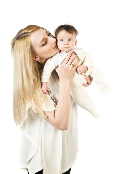 Mother kissing little child — Stock Photo, Image