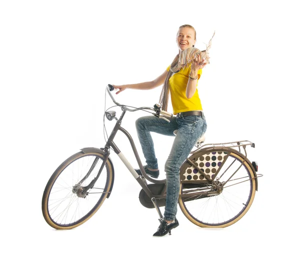 Bisiklete binen kız — Stok fotoğraf