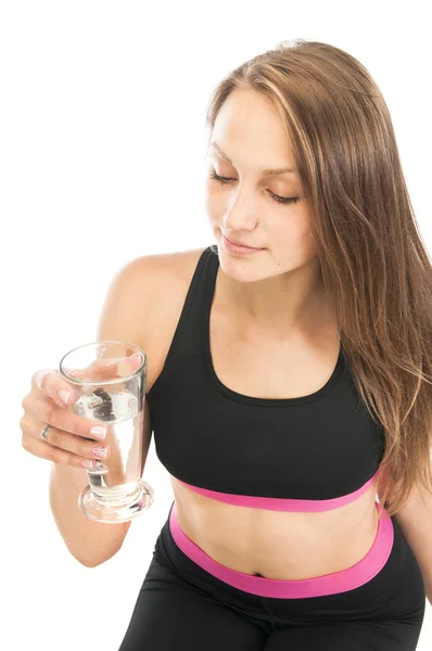 Schönes Mädchen mit einem Glas Wasser — Stockfoto