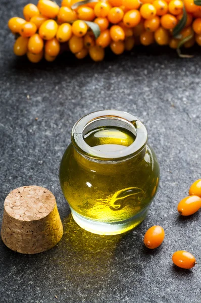 Tengeri buckthorns olaj- és bogyós gyümölcsök — Stock Fotó