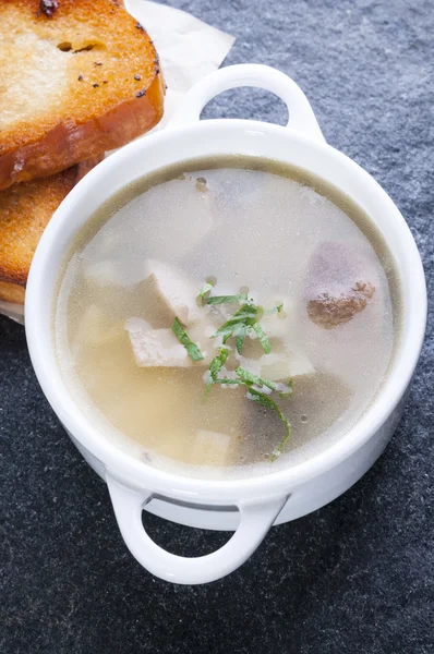 Borowik grzyb zupa i grzanki — Darmowe zdjęcie stockowe