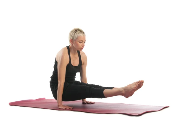 Woman in Angusthasana handstand  yoga pose — Stock Photo, Image