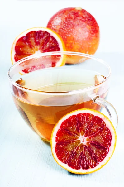 Fruit tea with bloody oranges — Stock Photo, Image