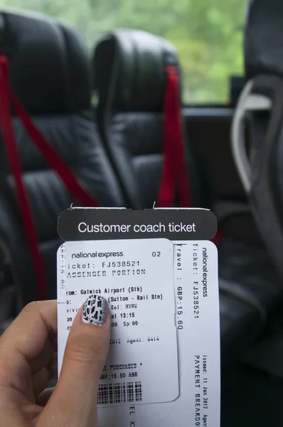 Customer coach ticket on National express — Stok fotoğraf