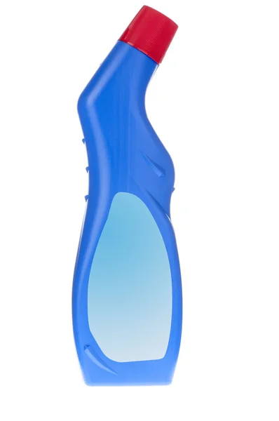 Dispensador de plástico azul com líquido de limpeza — Fotografia de Stock