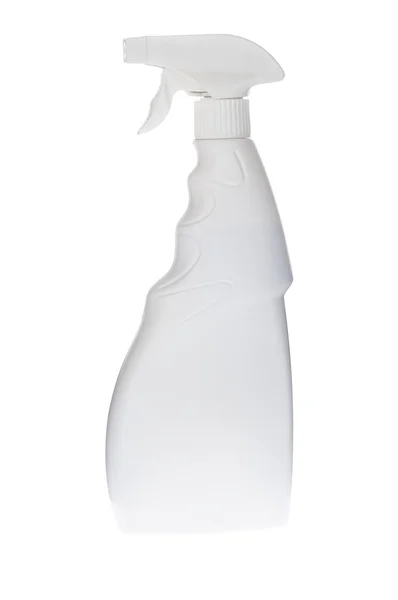 Distributeur en plastique blanc avec liquide de nettoyage — Photo