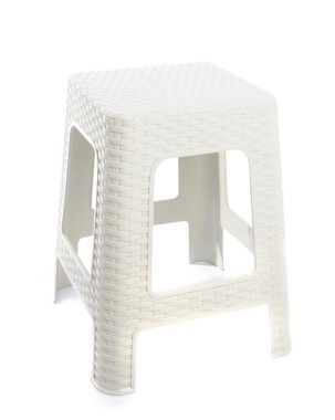 Beyaz arka plan üzerinde plastik backless dışkı