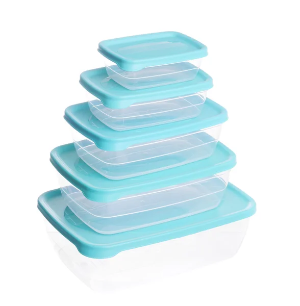 Pilha de recipientes de plástico para alimentos — Fotografia de Stock