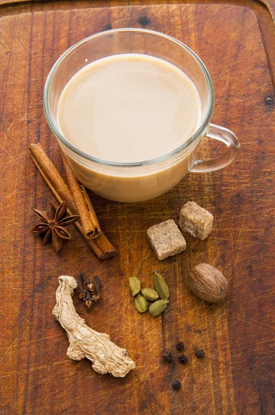 Indian masala tea with spices — Stock Photo © nanka-photo #14154683