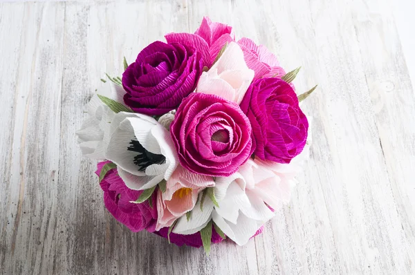 Bouquet of hand made paper flowers — Stock Photo, Image