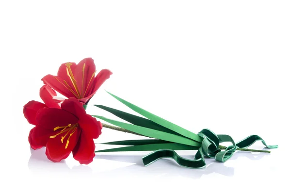 Hand made paper Amaryllis flowers — Stock Photo, Image