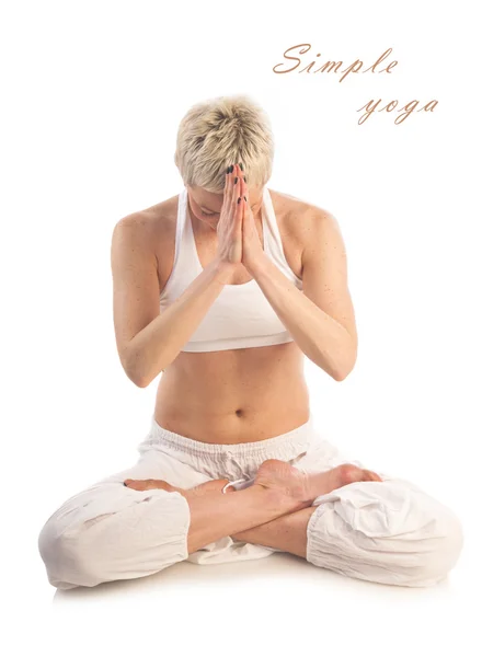 Woman in yoga Lotus pose Padmasana — Stock Photo, Image