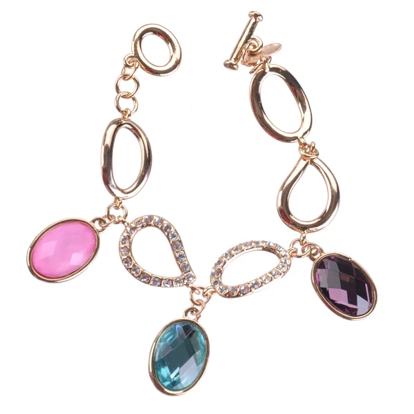 Golden bracelet with precious gemstones — Stock Photo, Image