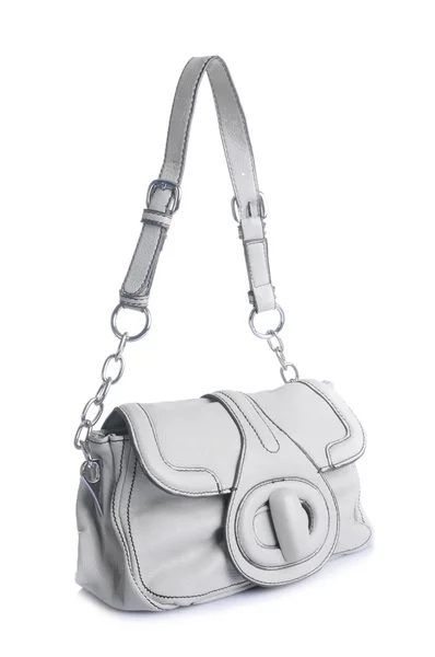 Handväska i läder grå — Stockfoto