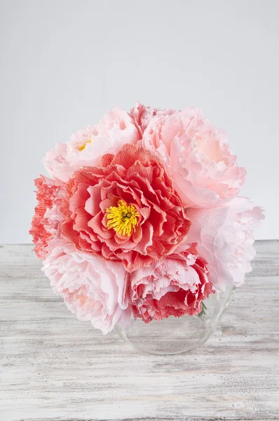 Wedding pink paper peonies flowers — Stock Photo, Image