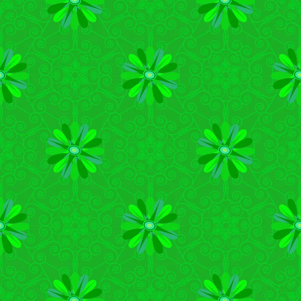 Vector naadloze groene floral achtergrond — Stockvector