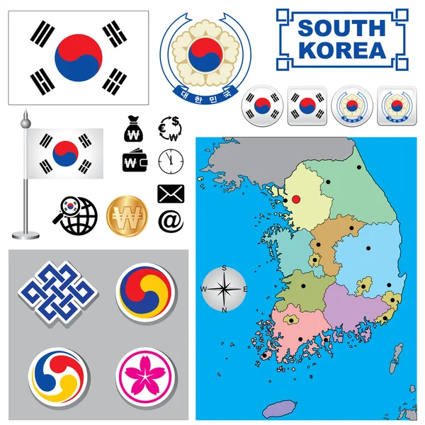 한국 지도 — 스톡 벡터