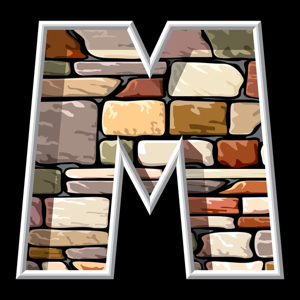 Lettera di pietra M — Vettoriale Stock