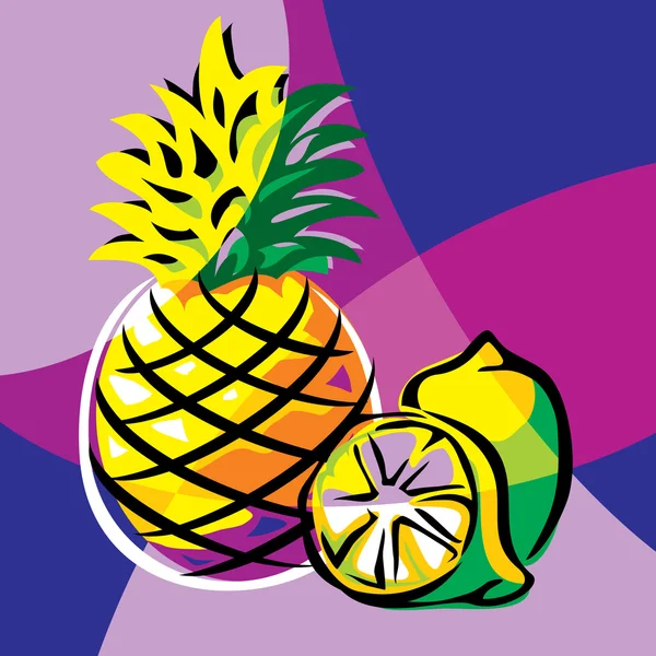 Ananas e lime — Vettoriale Stock