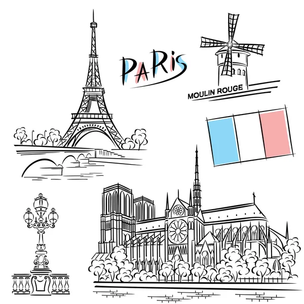 Zabytki Paryża — Wektor stockowy