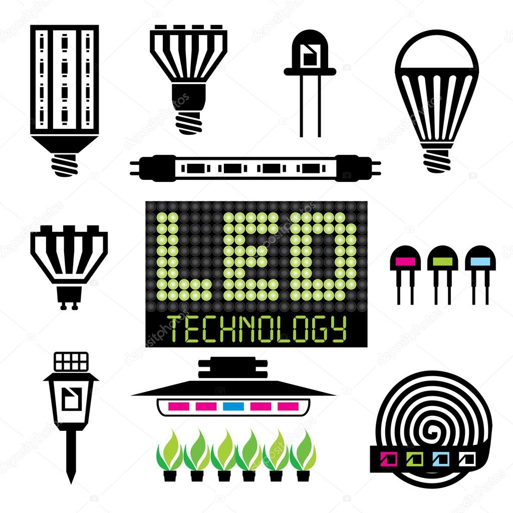 LED lighting icons — Stock Vector © print2d 78678028