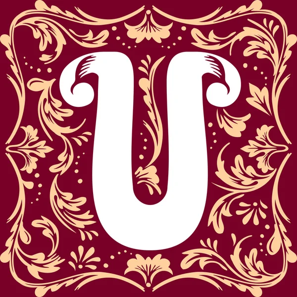 Old vintage letter U — Stock Vector