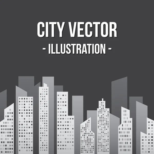 City in Shades of Gray Illustration - Stok Vektor