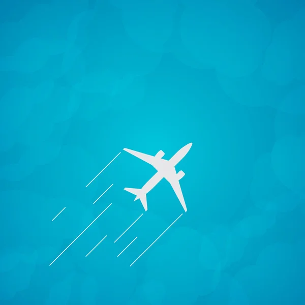 Silhueta de avião contra o céu com nuvens. Ilustração vetorial . —  Vetores de Stock