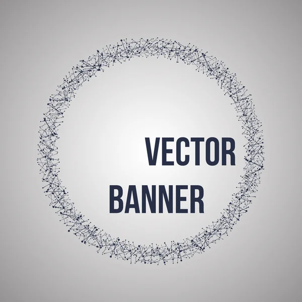 Anillo líneas azules y banner de puntos — Vector de stock