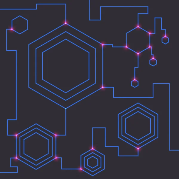 Tecnologia tema fundo com elementos hexagonais . — Vetor de Stock