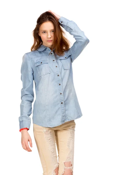 Girl jeans shirt Stock Photos, Royalty Free Girl jeans shirt Images ...