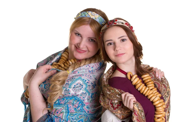 俄罗斯妇女在国家的头巾 — 图库照片
