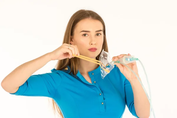 Azafata en uniforme azul . —  Fotos de Stock