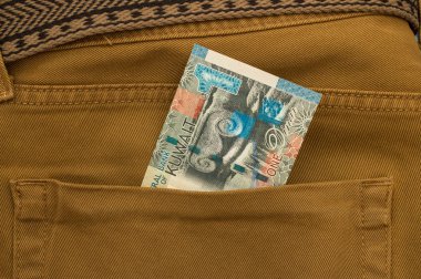 Kuveyt banknot mavi jeanse, arka cebinde