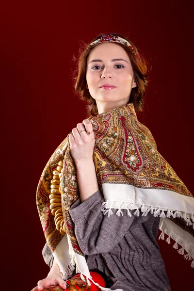 Pretty girl in Russian national dress — Stock Photo, Image