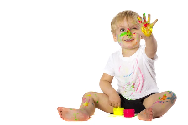 Χρώμα ξανθό παιδί παίζει — Φωτογραφία Αρχείου