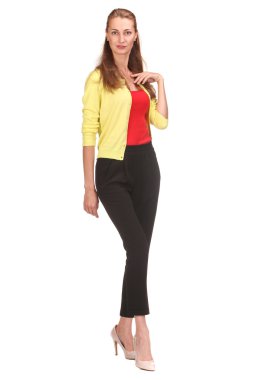 Mutlu güzel bir kadının portresi.