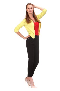 Mutlu güzel bir kadının portresi.