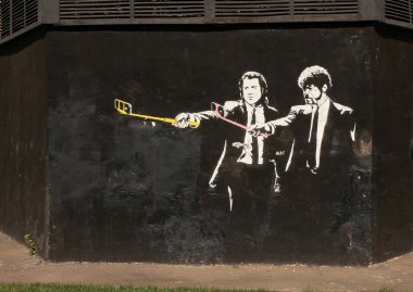 22 Jun 2016, Moskova, Rusya Pulp Fiction Selfie graffiti ile Zoom