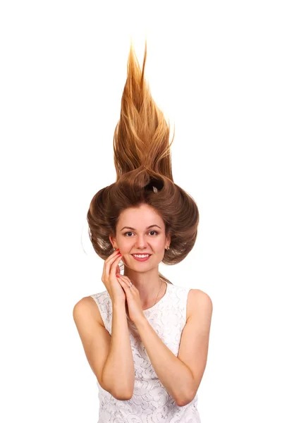 Nahaufnahme Portrait von jungen schönen Frauen mit Haaren up trendy g — Stockfoto