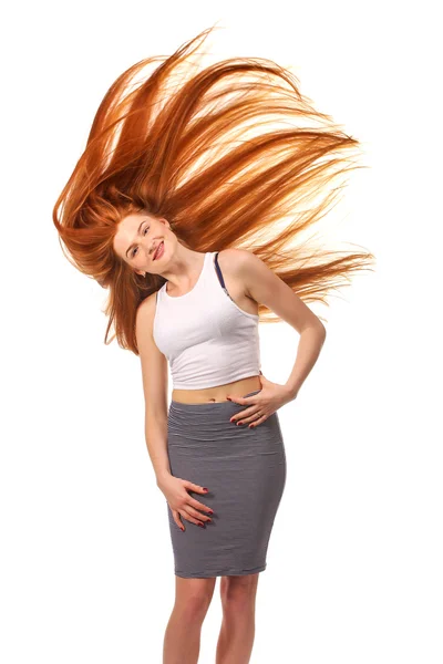 Schönheit Mädchenporträt. gesunde lange rote Haare. schöne junge wom — Stockfoto