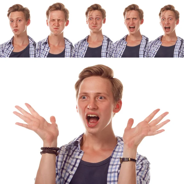 Junge emotionale Mann Nahaufnahme Porträt — Stockfoto