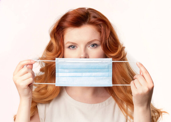 Middle age woman wearing coronavirus protection mask